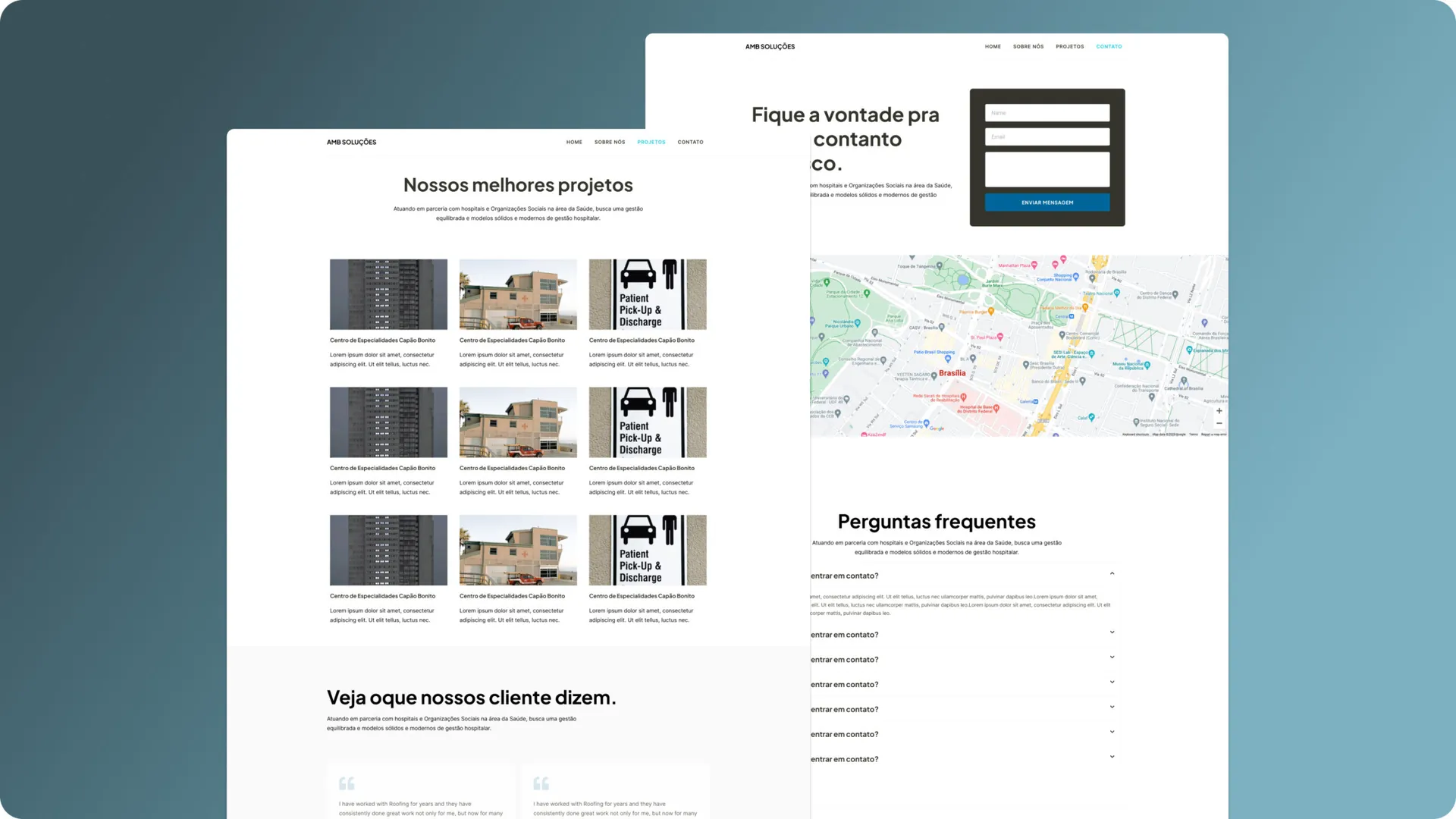 Site final da AMB em diferentes dispositivos