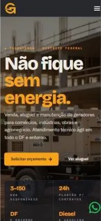 Versão mobile do site Taguatinga Geradores