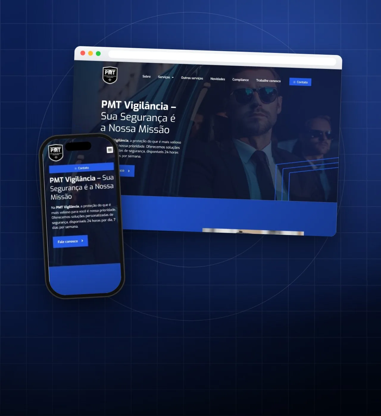 Mockup de notebook e celular com as telas do projeto