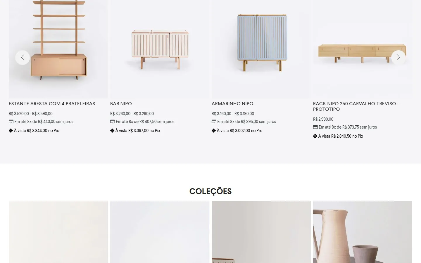 Bertha Home: meio da página (versão desktop)