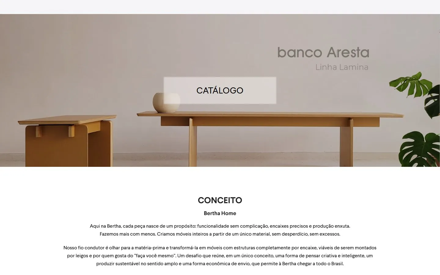 Bertha Home: meio da página (versão desktop)