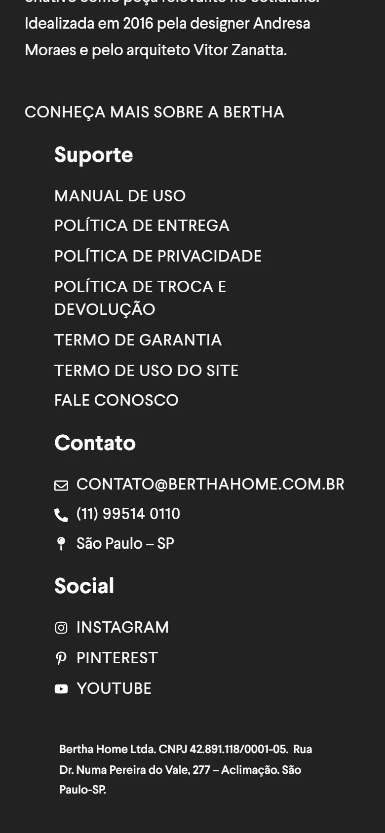 Bertha Home: tela 4 da versão mobile