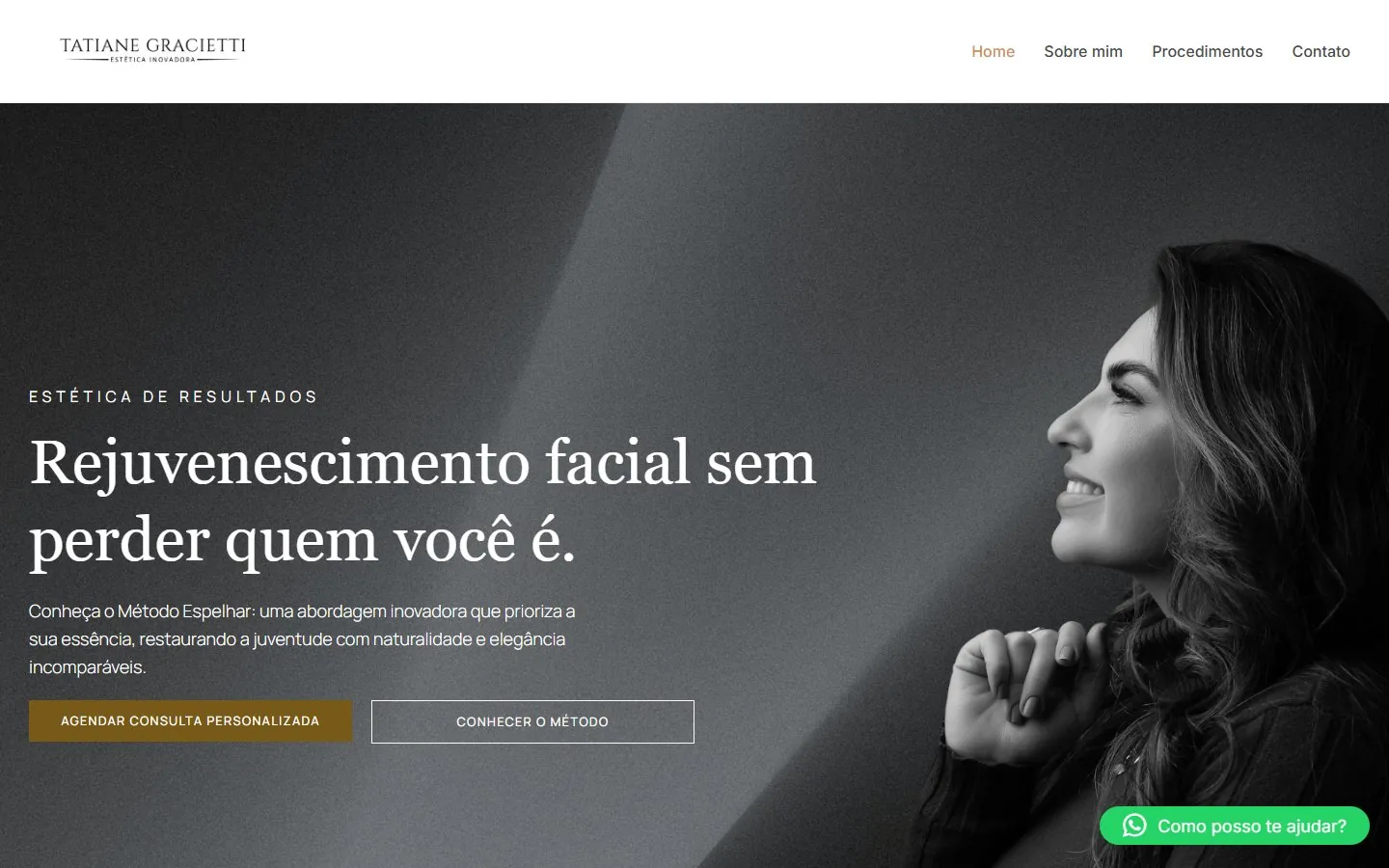 Dra. Tatiane Gracietti: topo da página (versão desktop)