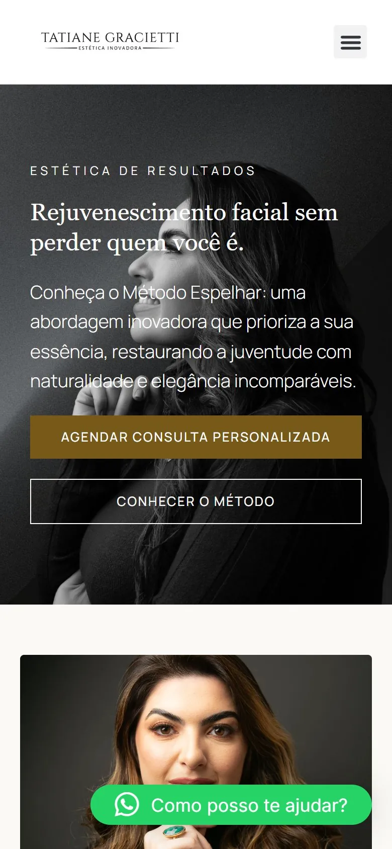 Dra. Tatiane Gracietti: tela 1 da versão mobile