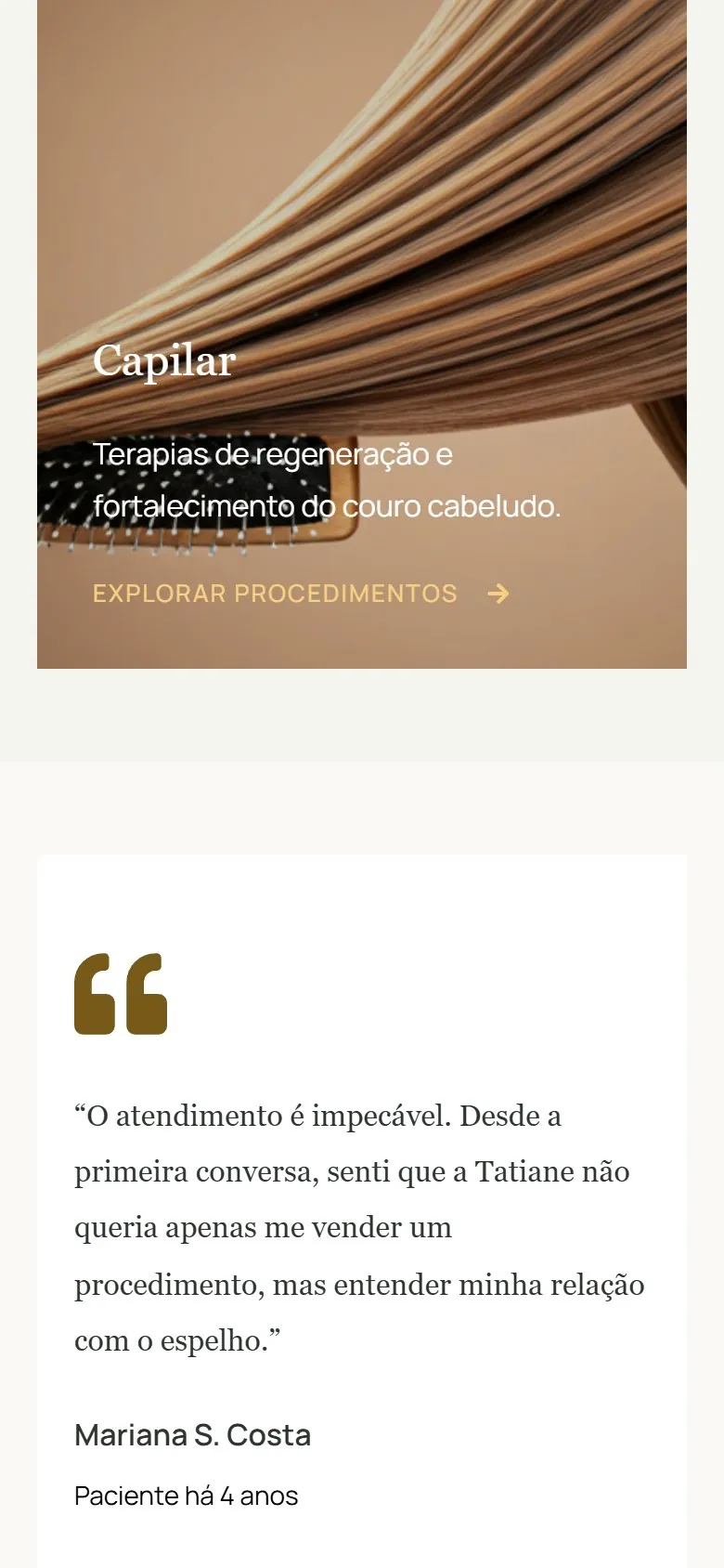 Dra. Tatiane Gracietti: tela 3 da versão mobile