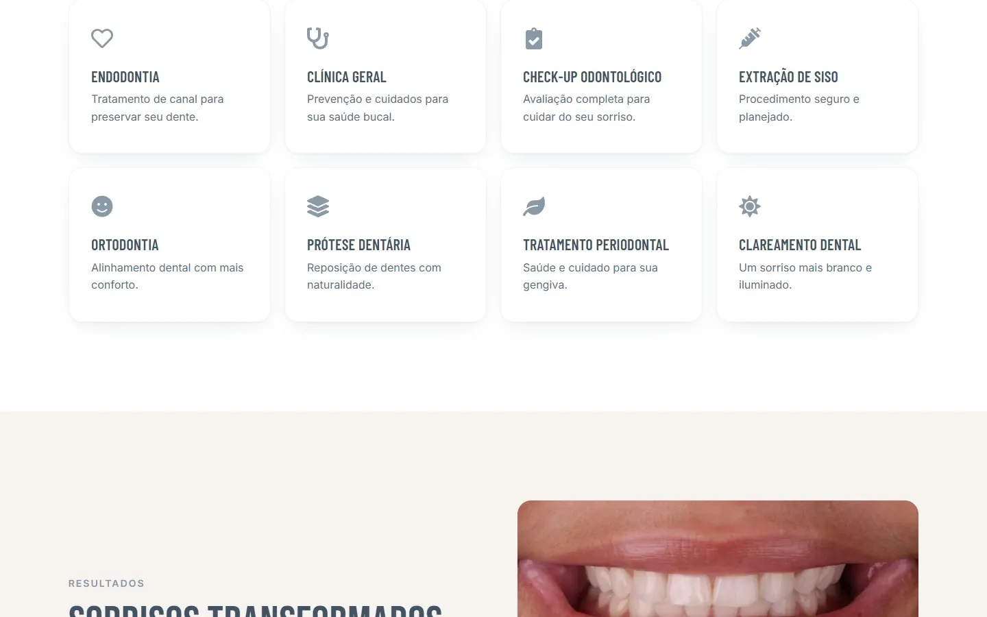 Leviss Odontologia: meio da página (versão desktop)