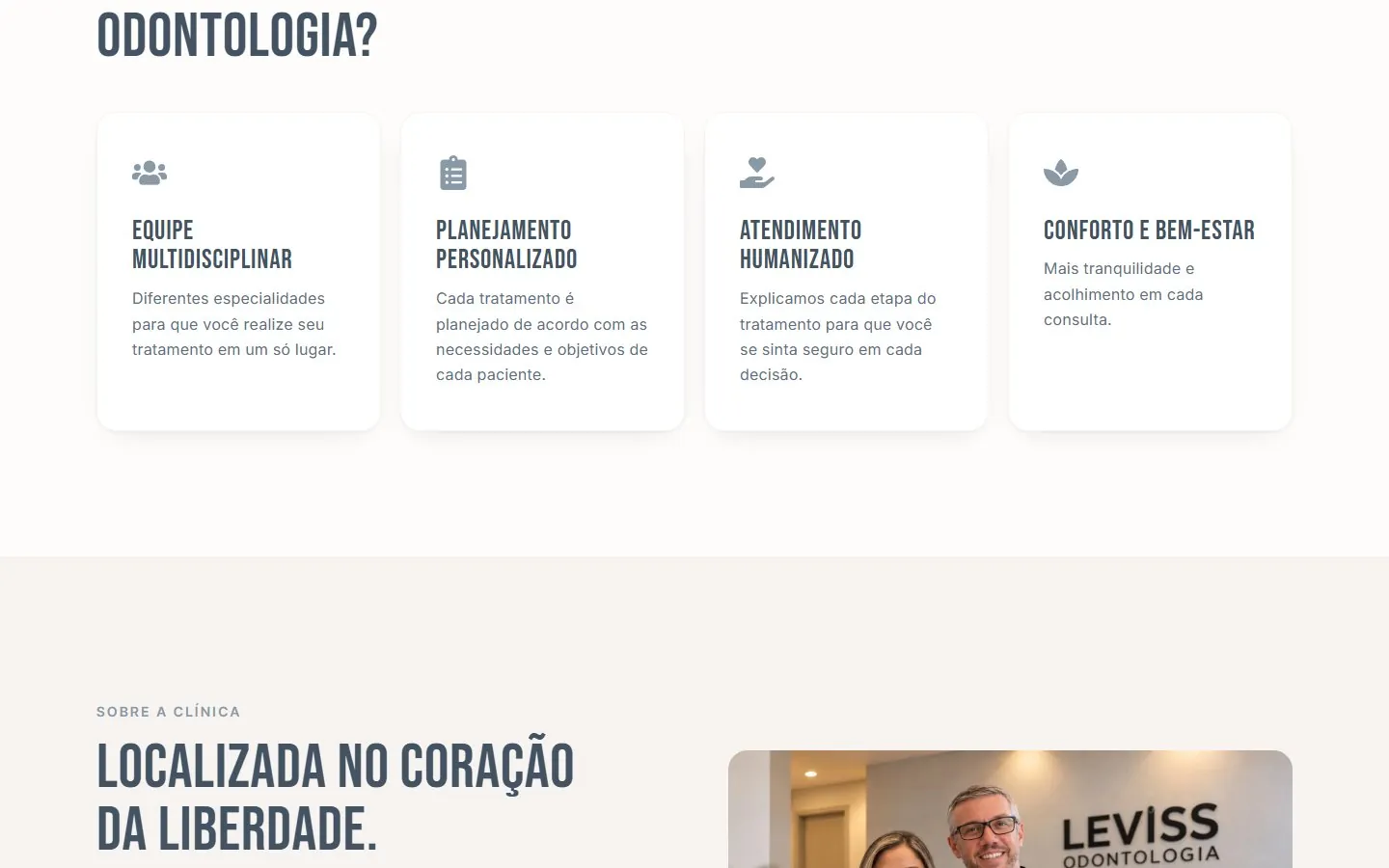 Leviss Odontologia: meio da página (versão desktop)
