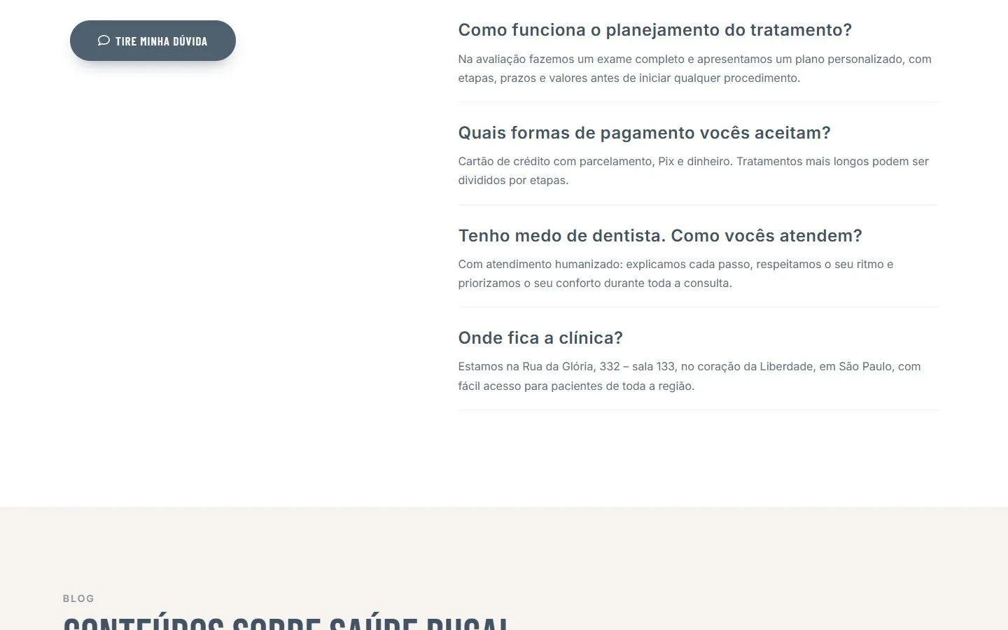 Leviss Odontologia: meio da página (versão desktop)
