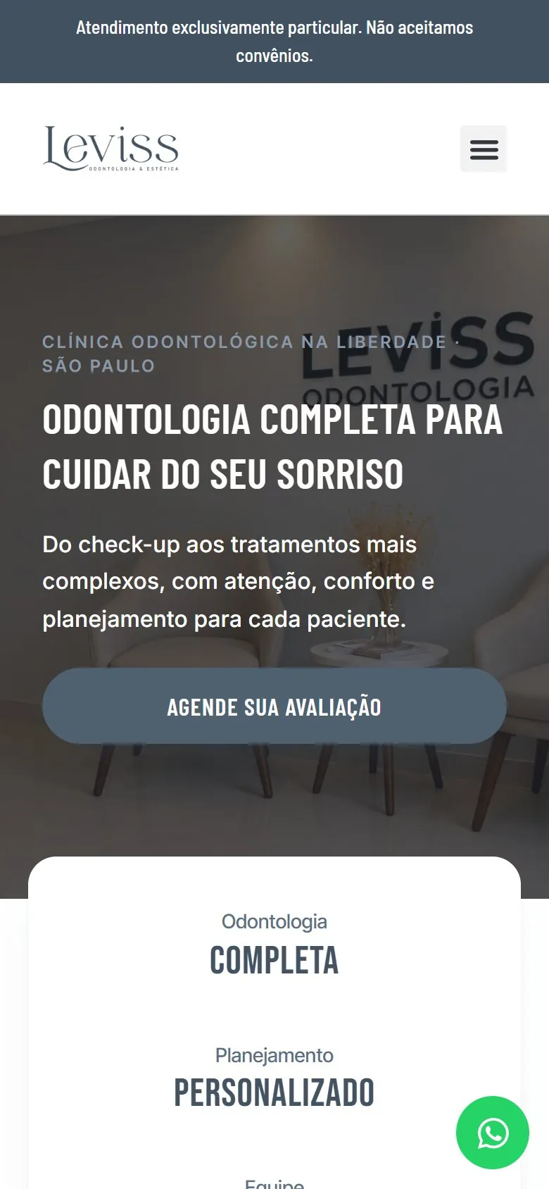 Leviss Odontologia: tela 1 da versão mobile