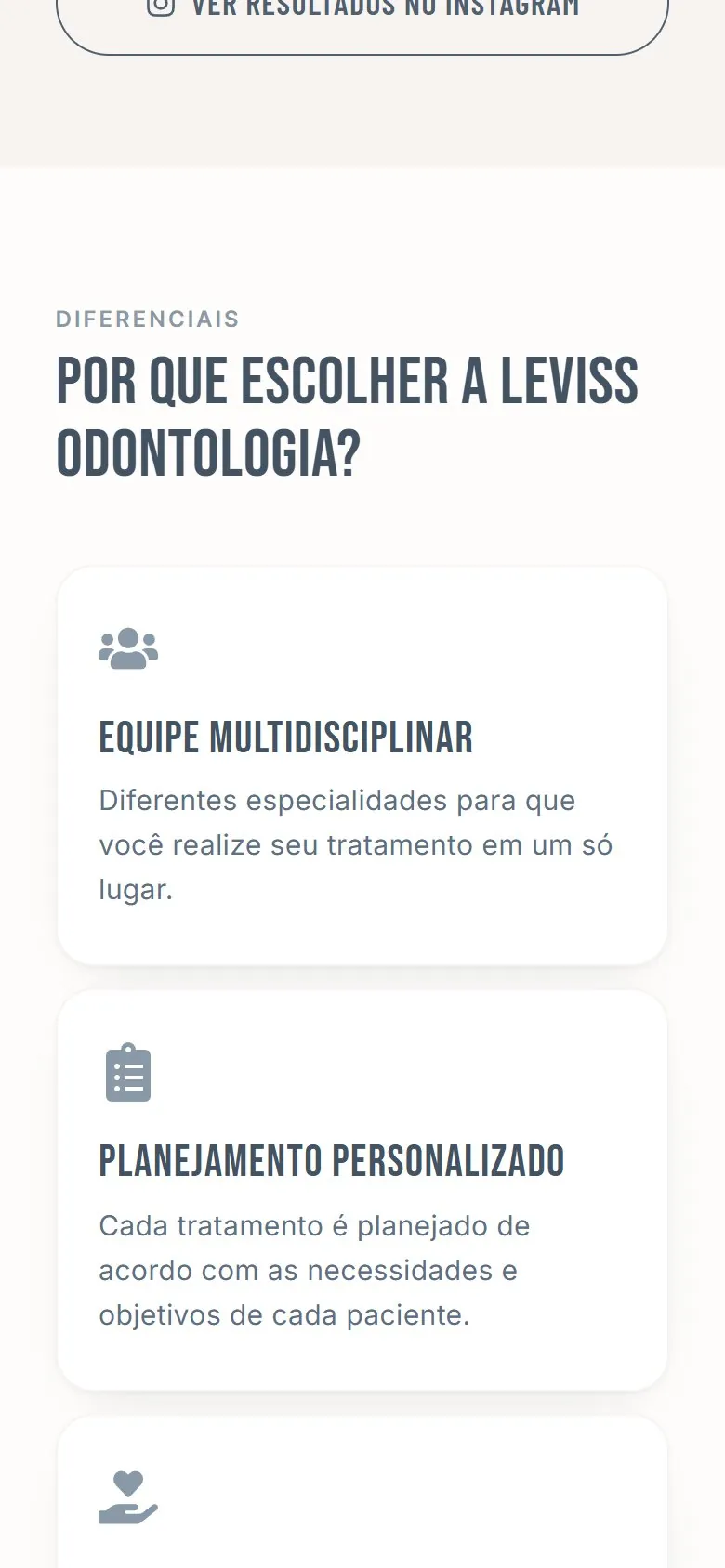 Leviss Odontologia: tela 2 da versão mobile