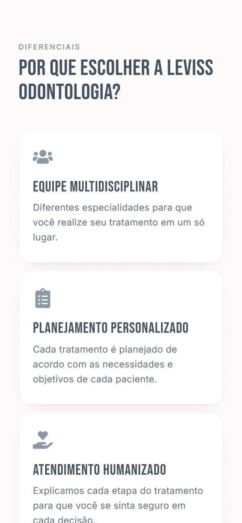 Leviss Odontologia: tela 4 da versão mobile