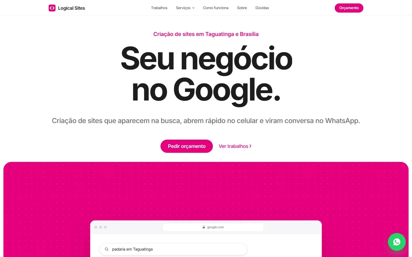 Logical Sites: topo da página (versão desktop)