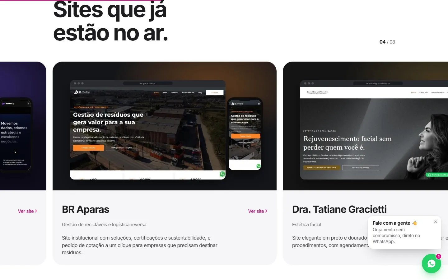 Logical Sites: meio da página (versão desktop)
