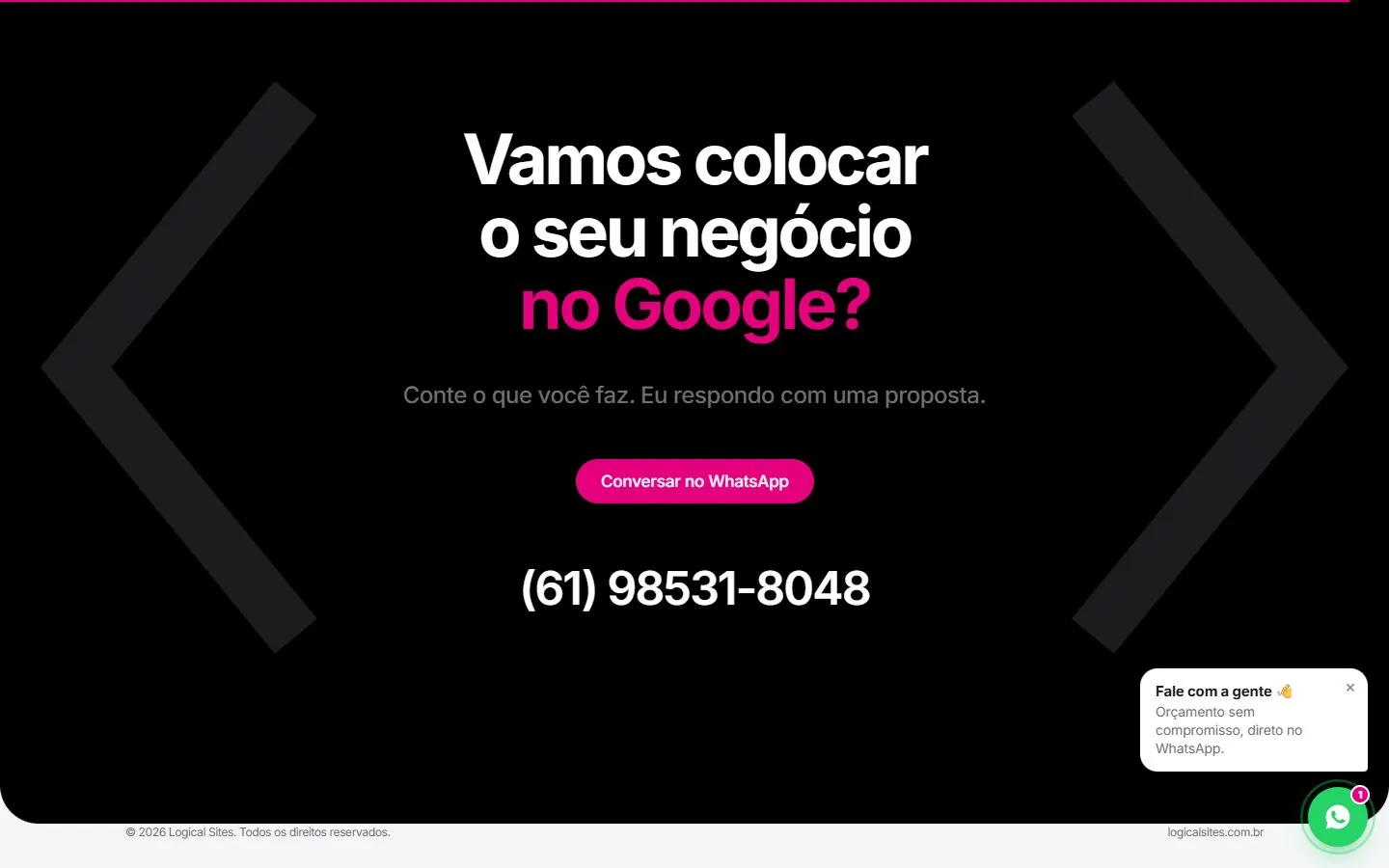 Logical Sites: rodapé e contatos (versão desktop)