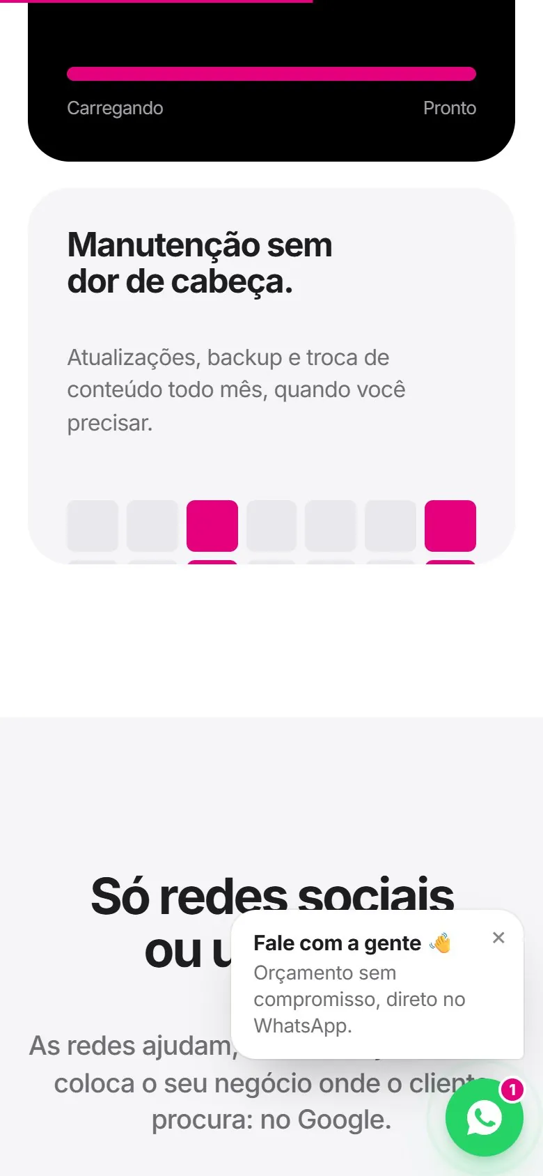 Logical Sites: tela 3 da versão mobile