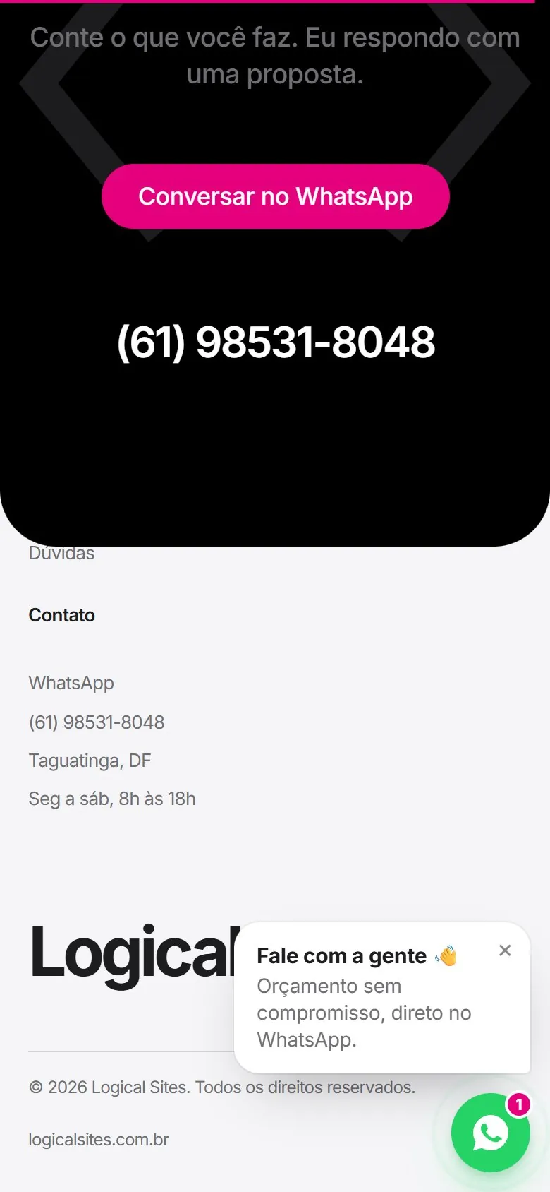 Logical Sites: tela 4 da versão mobile