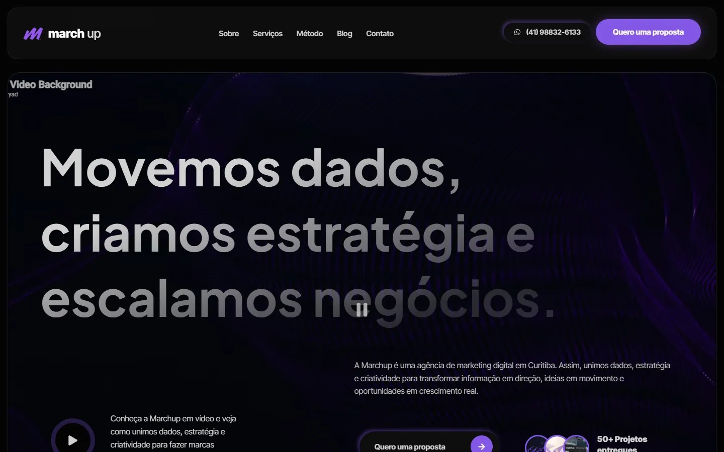 Marchup: topo da página (versão desktop)