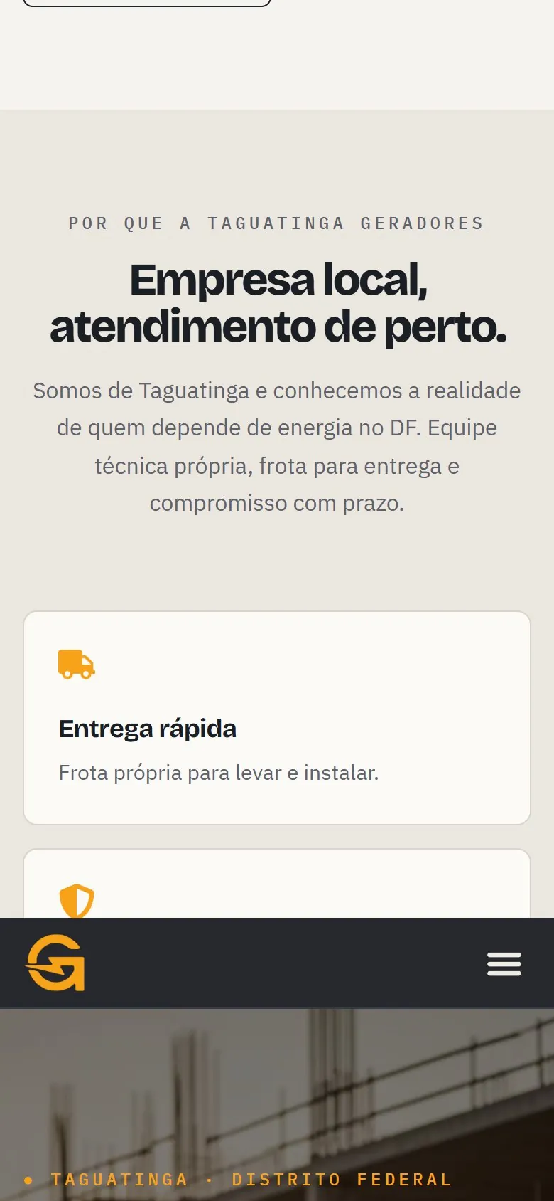 Taguatinga Geradores: tela 3 da versão mobile